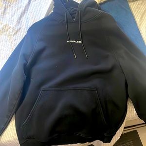 Alphalete Hoodie, black with alphalete white lettering, size Medium